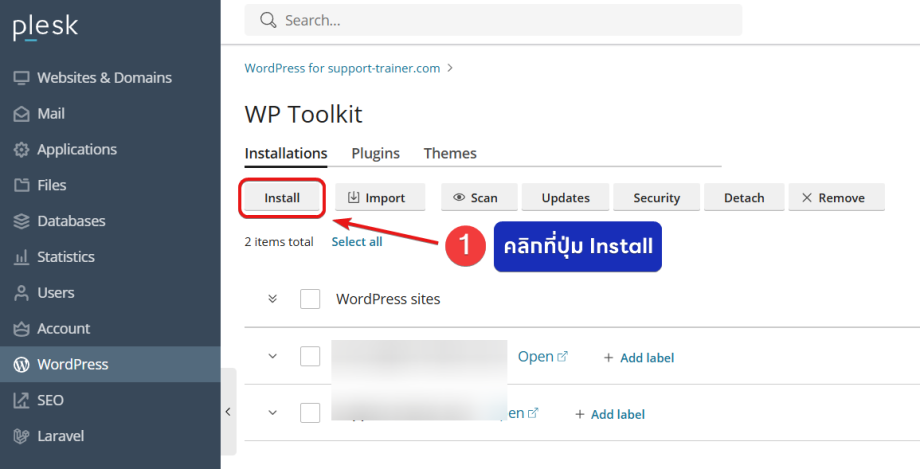 วิธีการติดตั้ง WordPress บน Plesk - Bangmod Knowledge Base