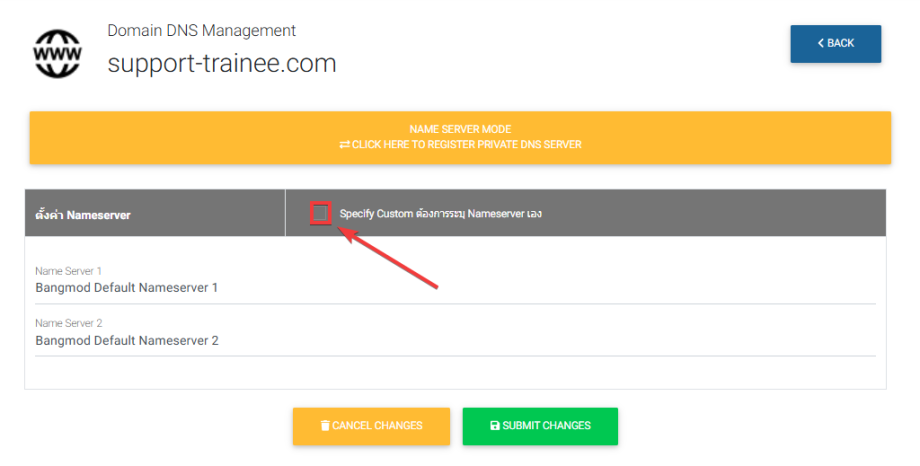 วิธีการเปลี่ยน Name Server - Bangmod Knowledge Base