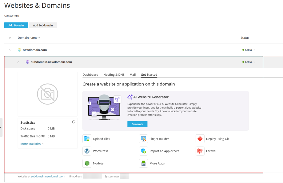 วิธีการเพิ่ม Subdomain บน Plesk - Bangmod Knowledge Base