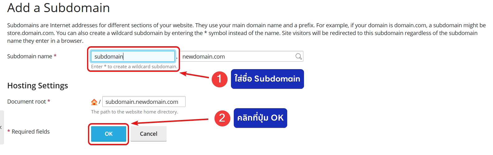 วิธีการเพิ่ม Subdomain บน Plesk - Bangmod Knowledge Base