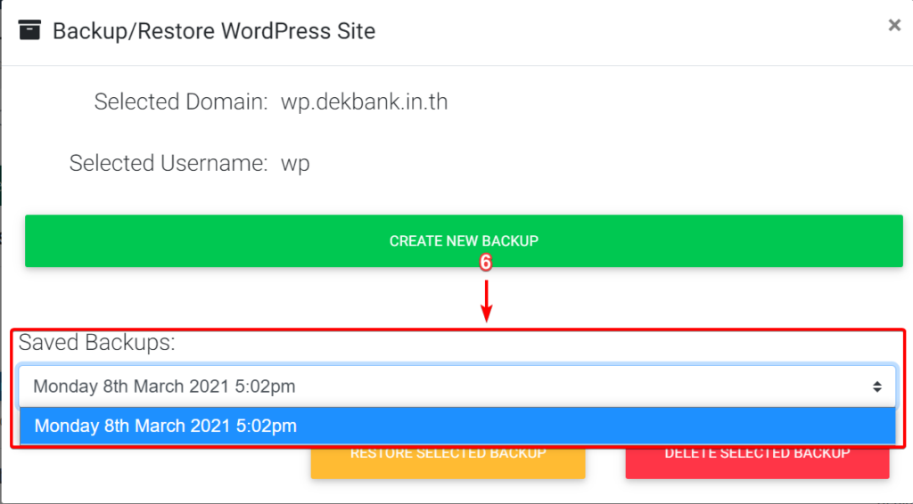 วิธีการ Restore สำหรับบริการ WordPress Cloud - Bangmod Knowledge Base