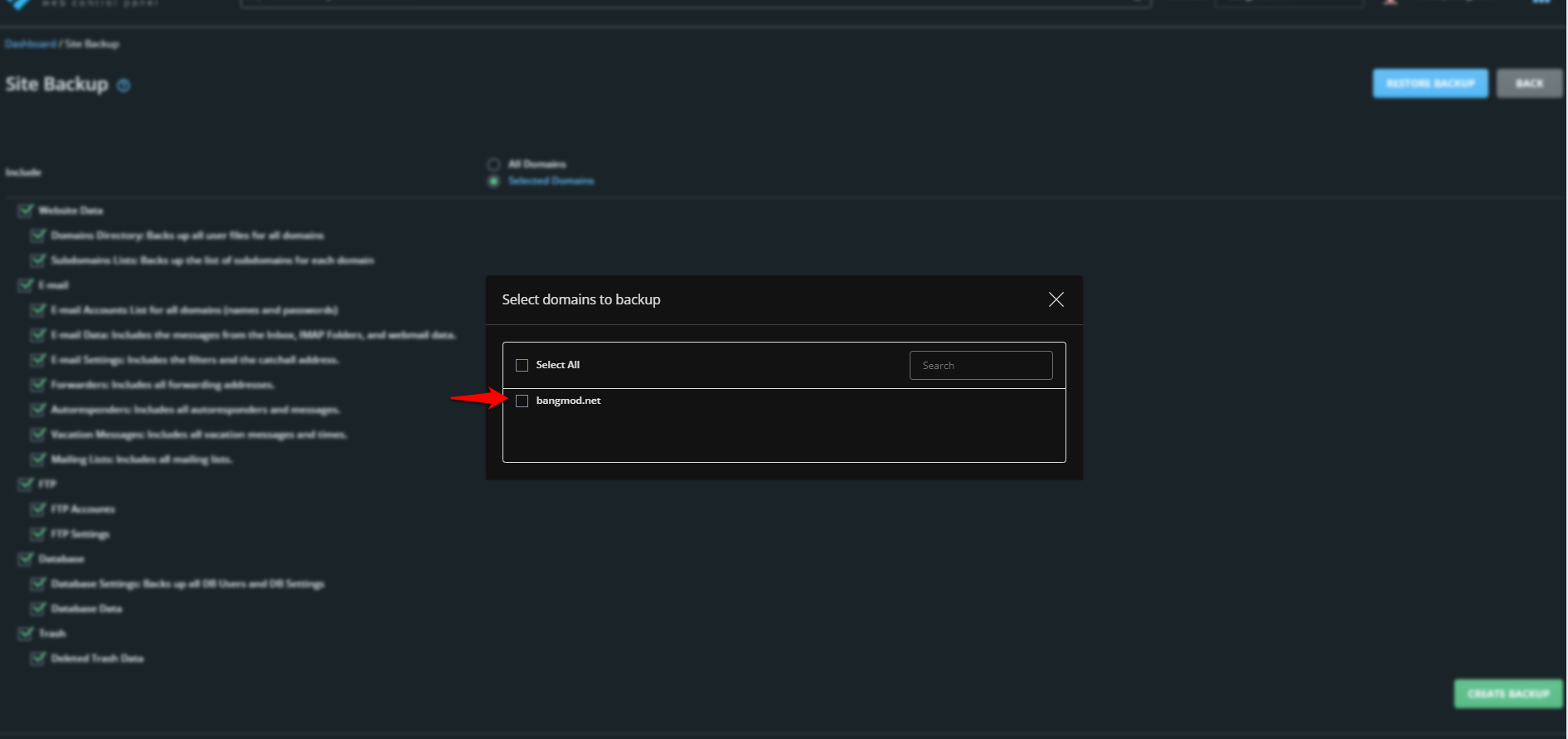 วิธีการ Backup ข้อมูลด้วยตนเอง ผ่าน DirectAdmin - Bangmod Knowledge Base