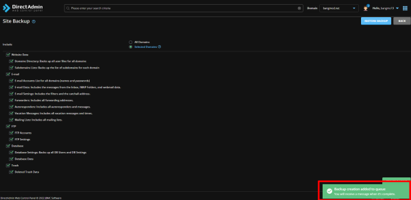 วิธีการ Backup ข้อมูลด้วยตนเอง ผ่าน DirectAdmin - Bangmod Knowledge Base