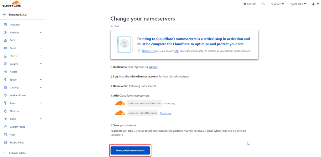 วิธีการตั้งค่าเมื่อต้องการใช้งาน DNS ที่ Cloudflare - Bangmod Knowledge ...