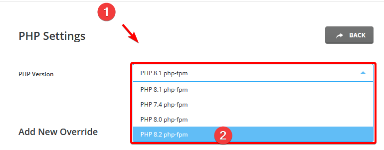 Select PHP Versions