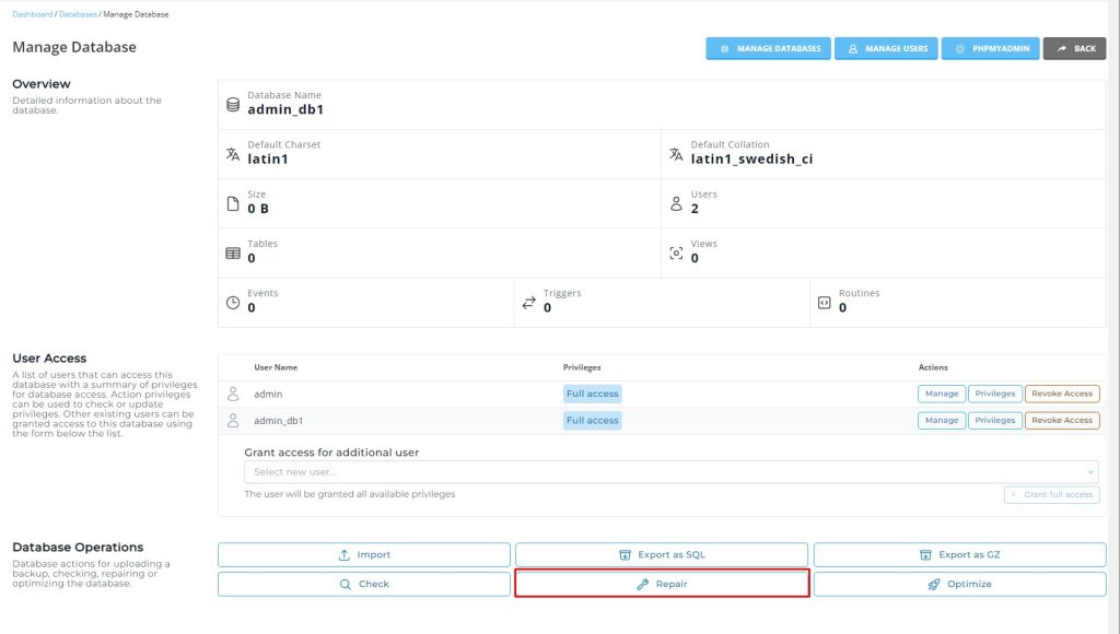 การซ่อม Databases - Bangmod Knowledge Base